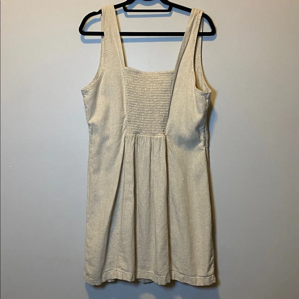 Old Navy Sleeveless Linen Blend Mini Dress Women’s XL Neutral Tan Square Neck - Picture 10 of 13